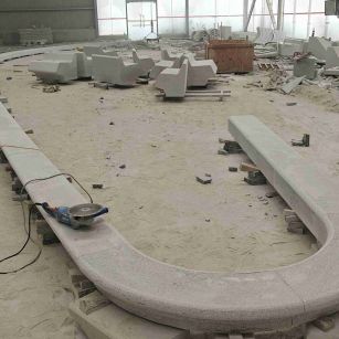 锦州 芝麻白花岗岩弧形花坛石，坐凳石