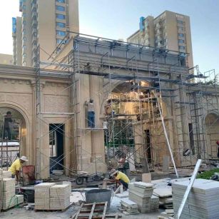 锦州 黄金麻荔枝面花岗岩小区门楼外墙干挂