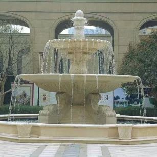 锦州 黄金麻花岗岩异型加工——户外庭院石雕流水喷泉