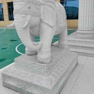 锦州 白麻花岗岩动物异形石雕-大象