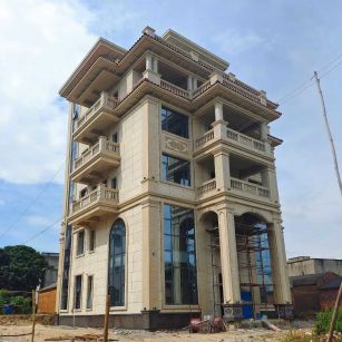 锦州 黄金麻花岗岩石材别墅外墙干挂搭配（雕花栏杆花瓶柱门楼罗马柱）