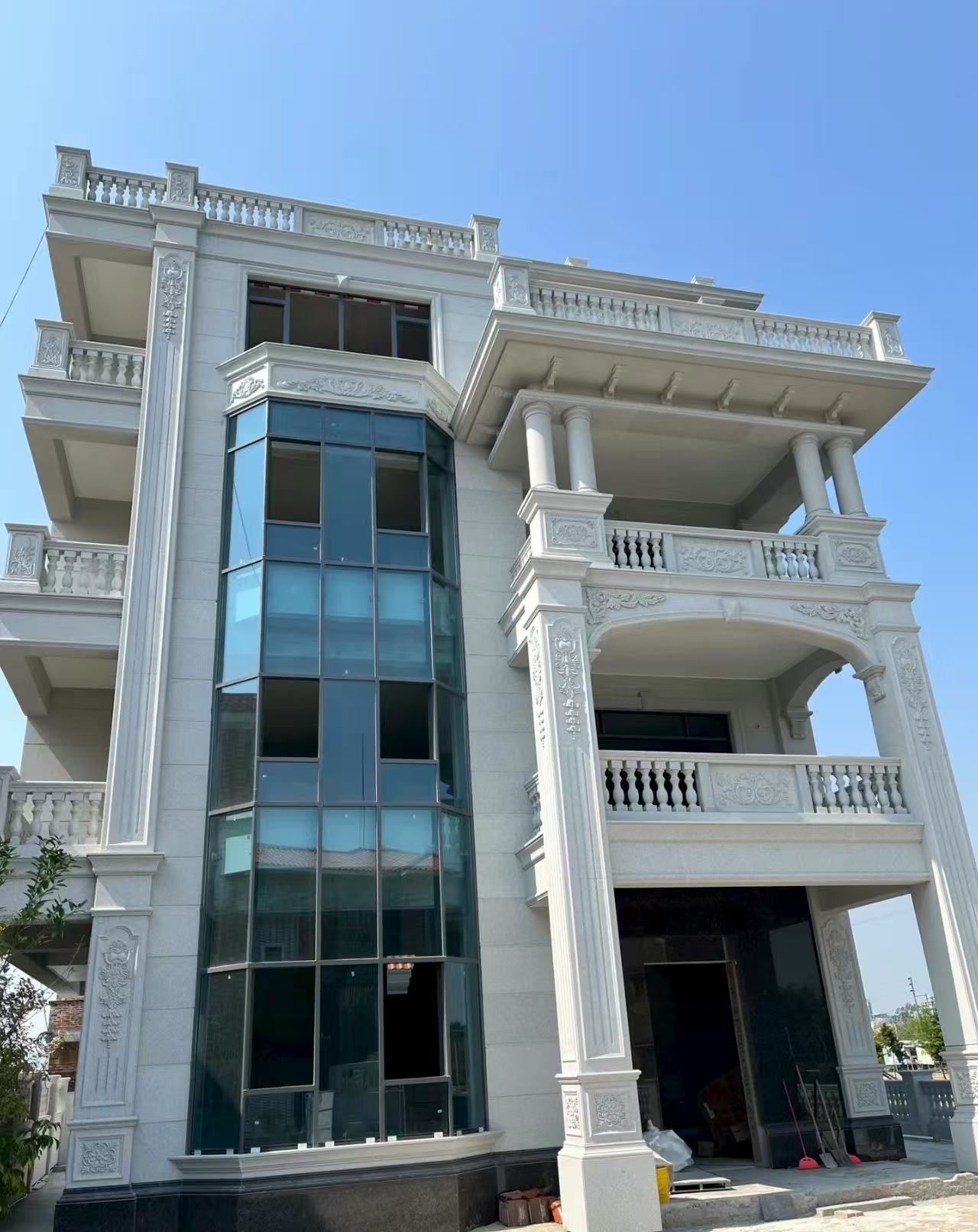 锦州 白麻花岗岩别墅外墙干挂效果展示