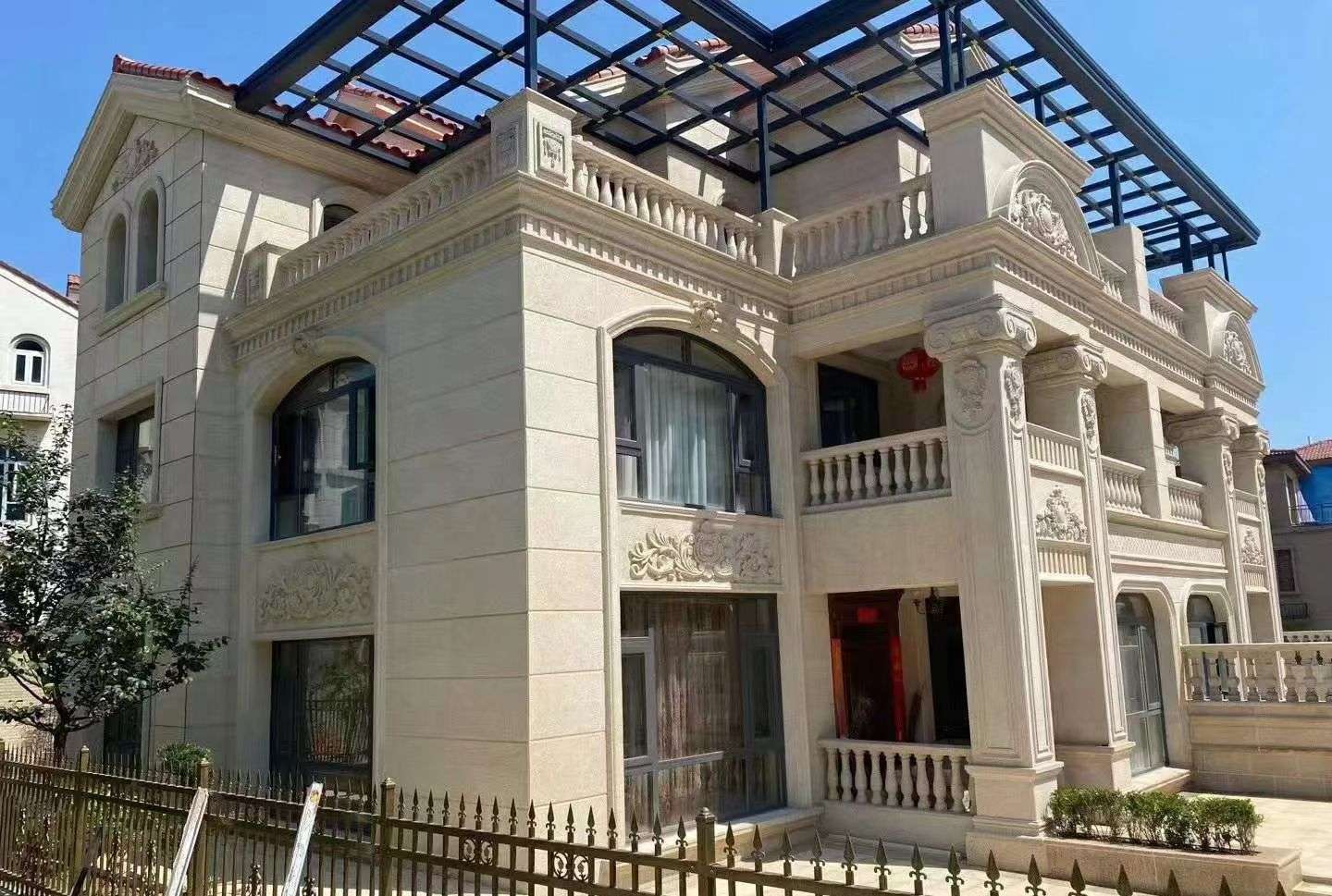 锦州 黄金麻花岗岩荔枝面别墅外墙干挂