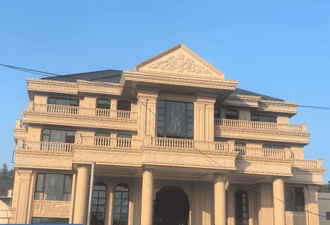 锦州黄金麻别墅外墙干挂石材效果示例